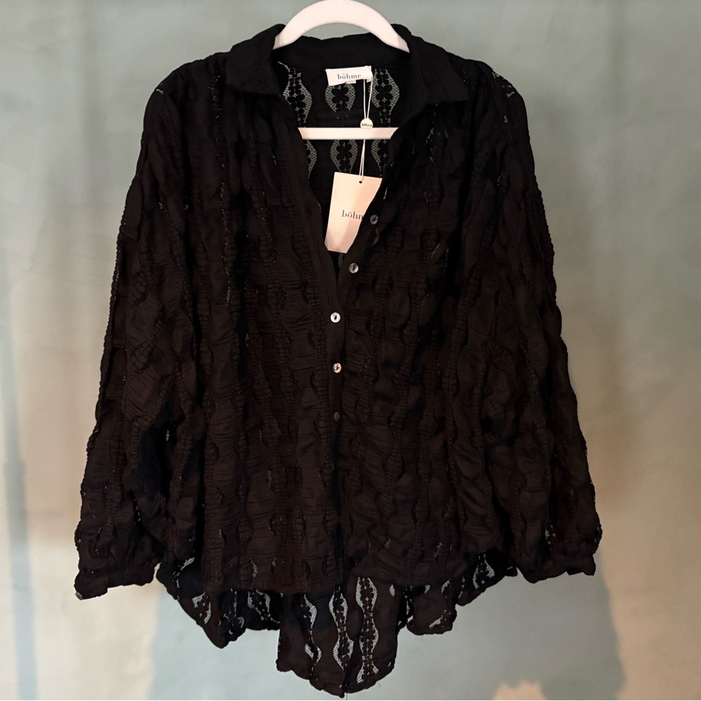 NWT Bohme Floral Lace Button Up Top